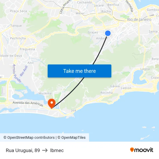 Rua Uruguai, 89 to Ibmec map
