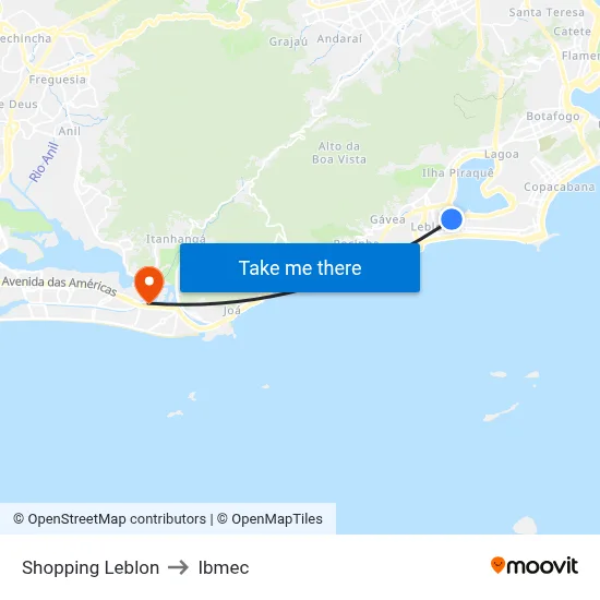 Shopping Leblon to Ibmec map
