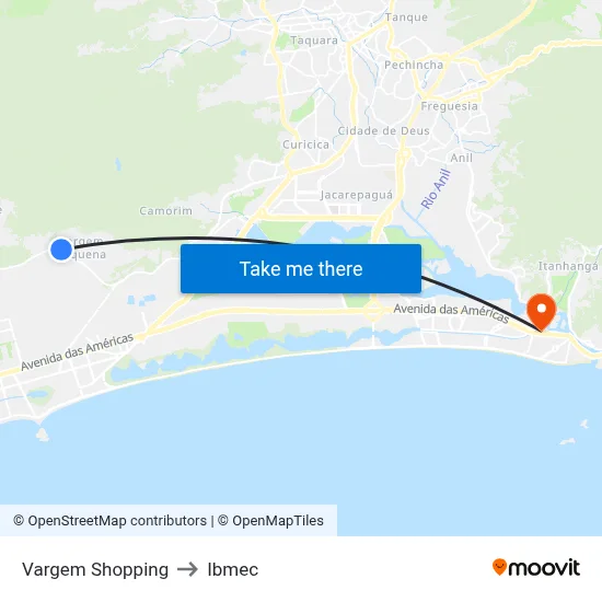 Vargem Shopping to Ibmec map