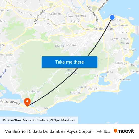 Via Binário | Cidade Do Samba / Aqwa Corporate (Sentido Rodoviária) to Ibmec map