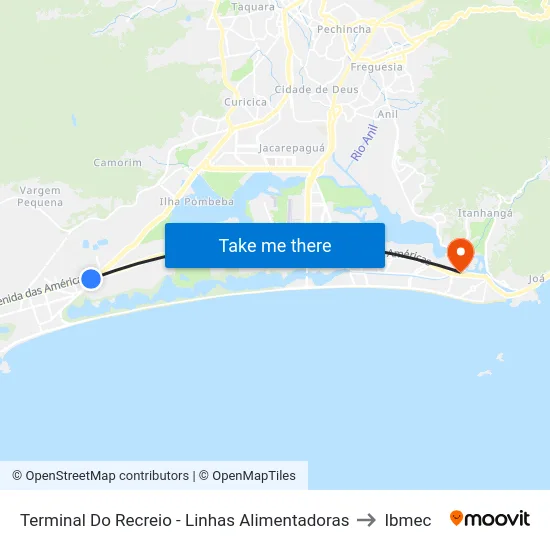 Terminal Do Recreio - Linhas Alimentadoras to Ibmec map