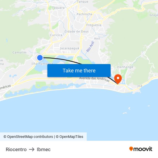Riocentro to Ibmec map