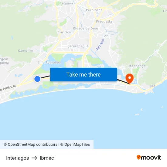 Interlagos to Ibmec map