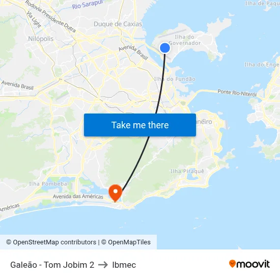 Galeão - Tom Jobim 2 to Ibmec map