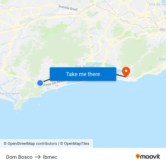 Dom Bosco to Ibmec map