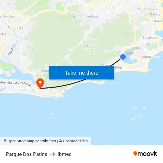 Parque Dos Patins to Ibmec map