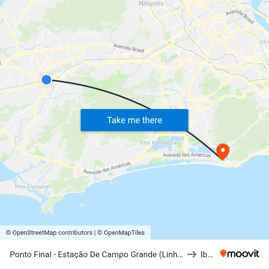 Ponto Final - Estação De Campo Grande (Linhas 822, 842, 869 E 893) to Ibmec map