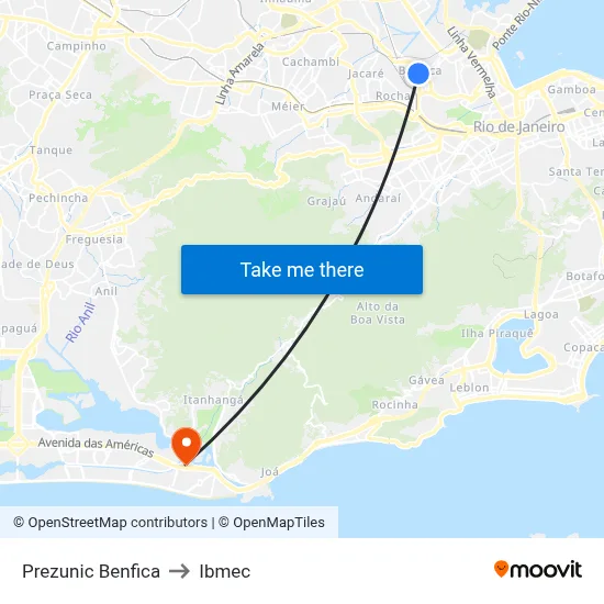 Prezunic Benfica to Ibmec map