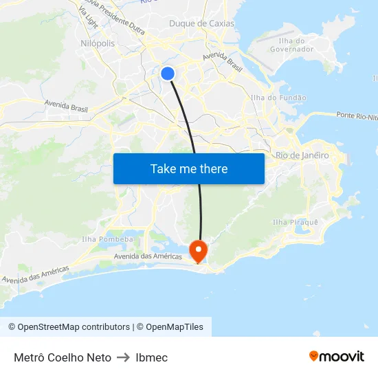 Metrô Coelho Neto to Ibmec map