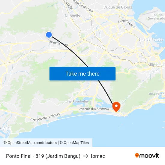 Ponto Final - 819 (Jardim Bangu) to Ibmec map