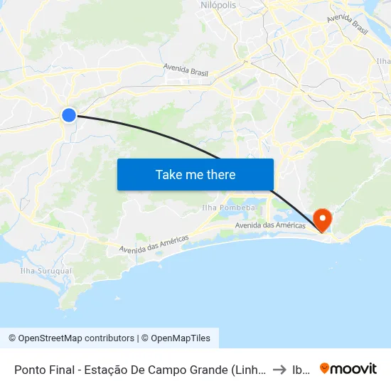 Ponto Final - Estação De Campo Grande (Linhas 770, 771, 2336 E 2339) to Ibmec map