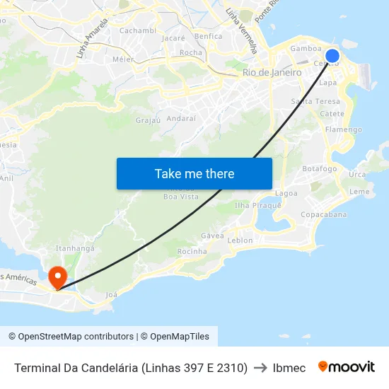 Terminal Da Candelária (Linhas 397 E 2310) to Ibmec map