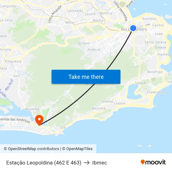 Estação Leopoldina (462 E 463) to Ibmec map