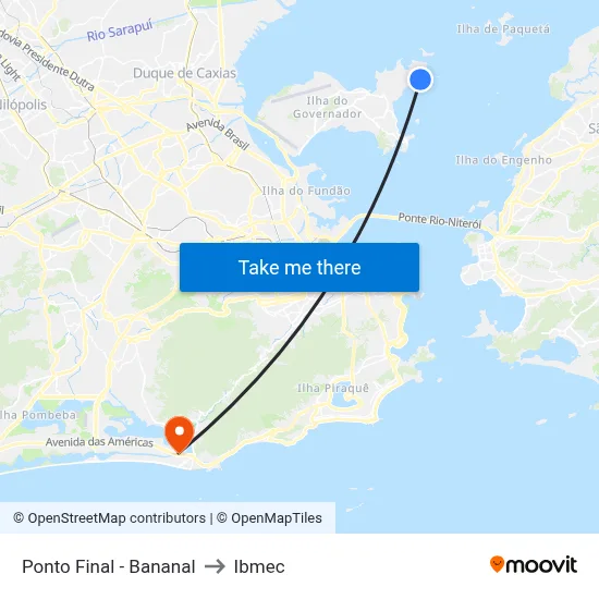 Ponto Final - Bananal to Ibmec map