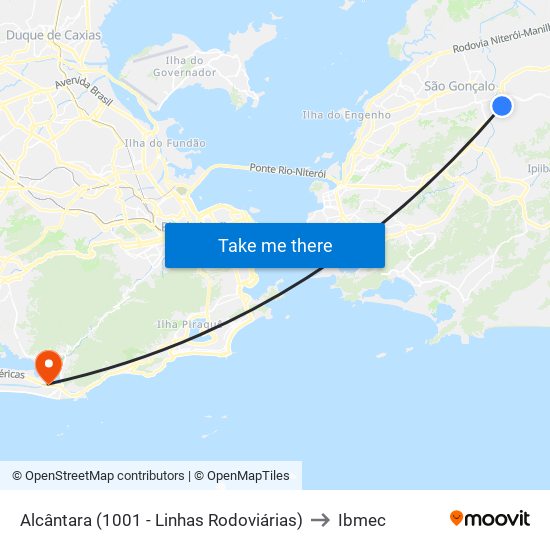 Alcântara (1001 - Linhas Rodoviárias) to Ibmec map