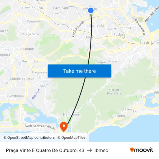 Praça Vinte E Quatro De Outubro, 43 to Ibmec map