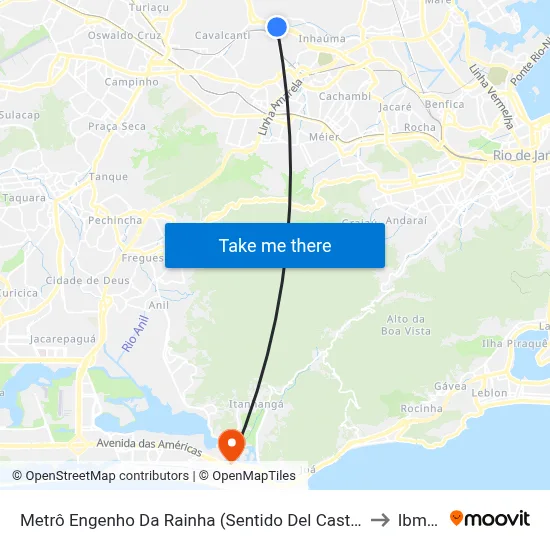 Metrô Engenho Da Rainha (Sentido Del Castilho) to Ibmec map