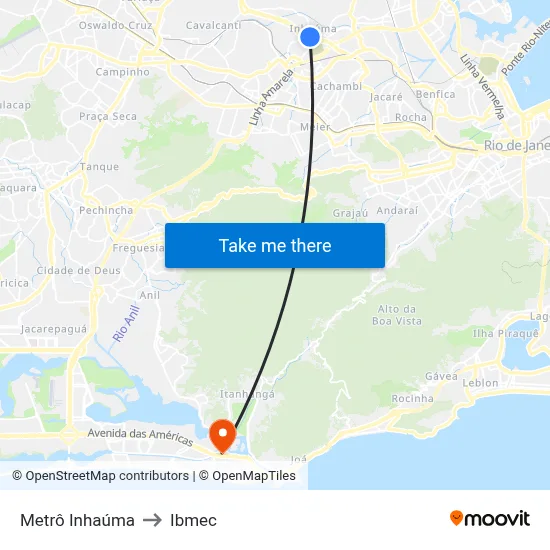 Metrô Inhaúma to Ibmec map