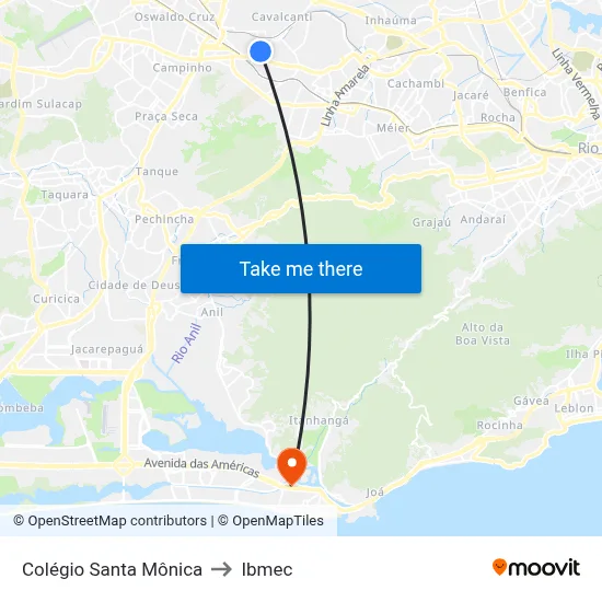 Colégio Santa Mônica to Ibmec map