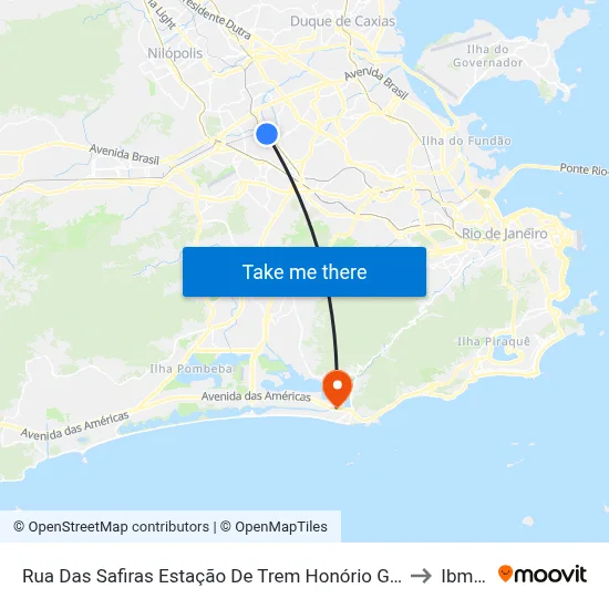 Rua Das Safiras Estação De Trem Honório Gurgel to Ibmec map