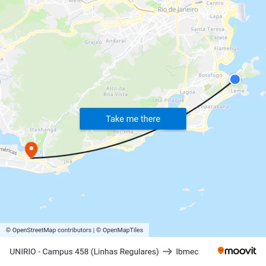 UNIRIO - Campus 458 (Linhas Regulares) to Ibmec map