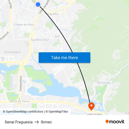 Senai Freguesia to Ibmec map