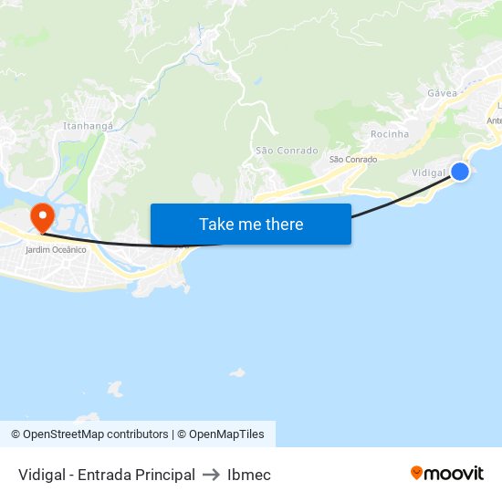 Vidigal - Entrada Principal to Ibmec map