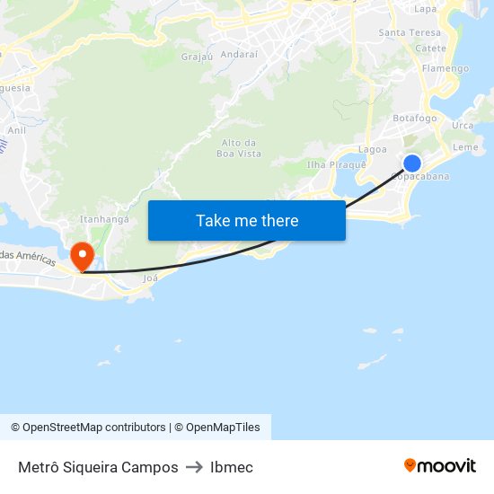 Metrô Siqueira Campos to Ibmec map