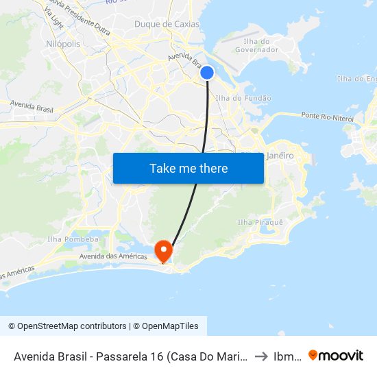 Avenida Brasil - Passarela 16 (Casa Do Marinheiro) to Ibmec map