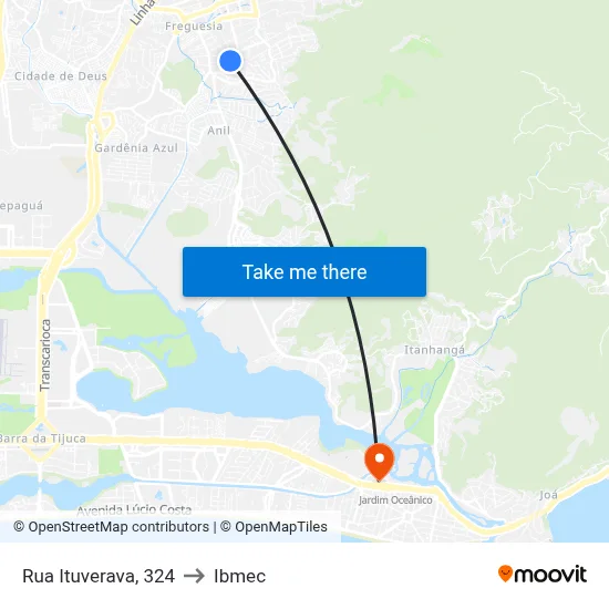 Rua Ituverava, 324 to Ibmec map