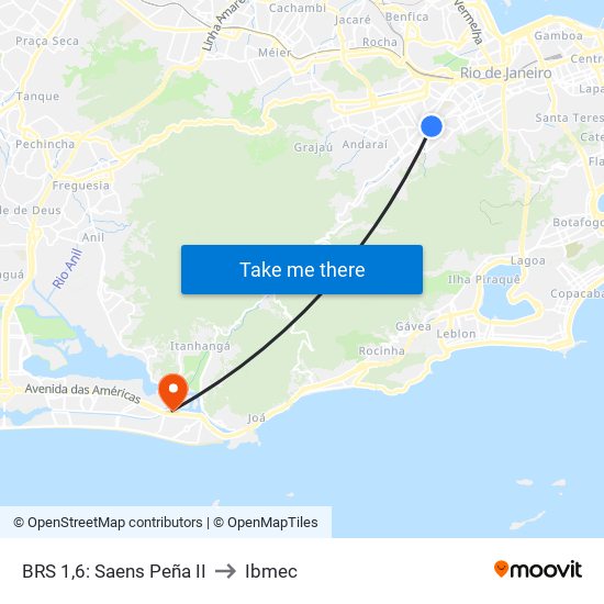 BRS 1,6: Saens Peña II to Ibmec map