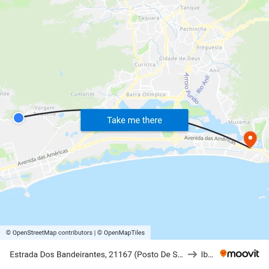 Estrada Dos Bandeirantes, 21167 (Posto De Saúde Cecilia Donnangelo) to Ibmec map