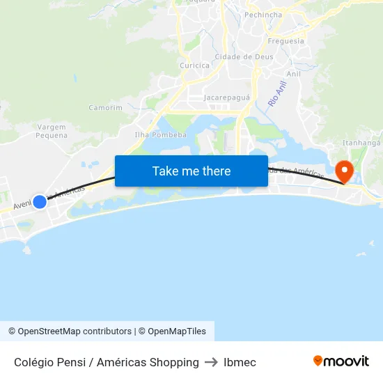 Colégio Pensi / Américas Shopping to Ibmec map