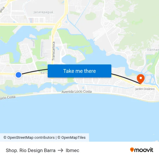 Shop. Rio Design Barra to Ibmec map