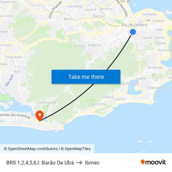 BRS 1,2,4,5,6,I: Barão De Ubá to Ibmec map