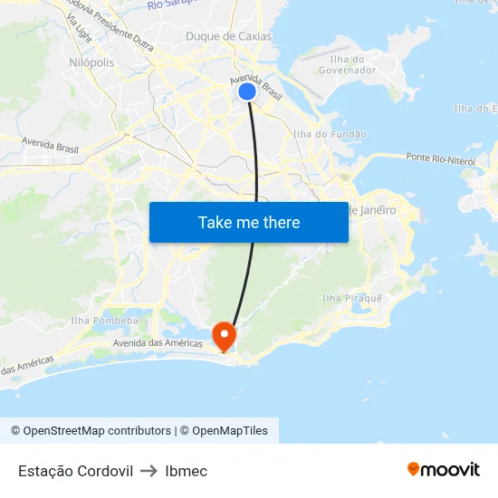 Estação Cordovil to Ibmec map