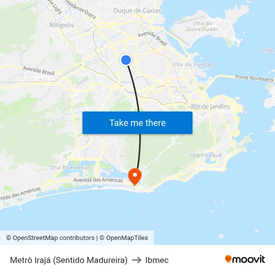 Metrô Irajá (Sentido Madureira) to Ibmec map