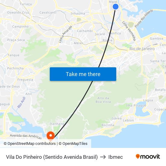 Vila Do Pinheiro (Sentido Avenida Brasil) to Ibmec map