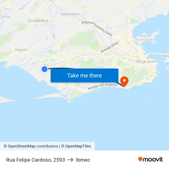 Rua Felipe Cardoso, 2593 to Ibmec map