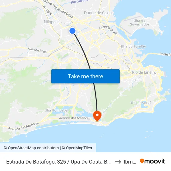 Estrada De Botafogo, 325 / Upa De Costa Barros to Ibmec map