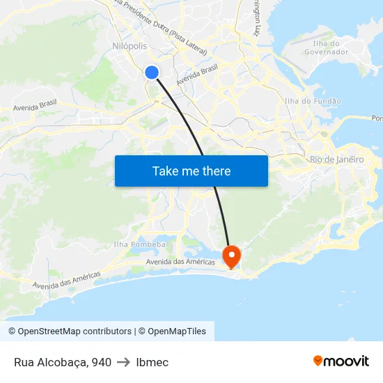 Rua Alcobaça, 940 to Ibmec map