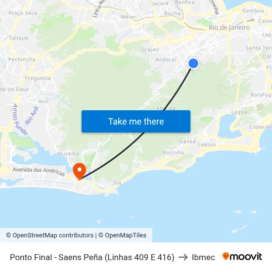 Ponto Final - Saens Peña (Linhas 409 E 416) to Ibmec map