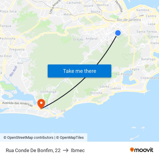 Rua Conde De Bonfim, 22 to Ibmec map