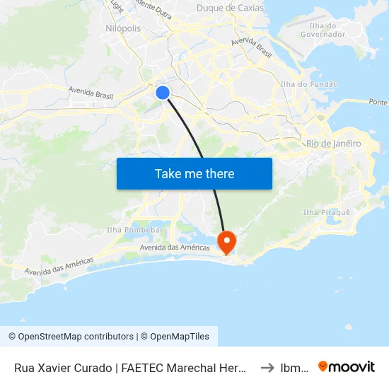 Rua Xavier Curado | FAETEC Marechal Hermes to Ibmec map