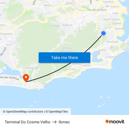 Terminal Do Cosme Velho to Ibmec map