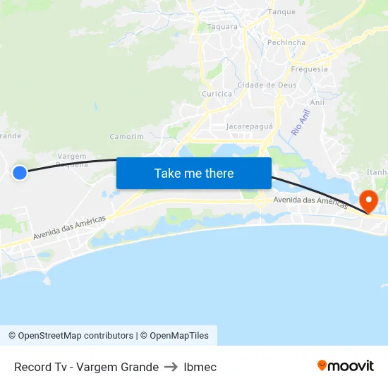 Record Tv - Vargem Grande to Ibmec map