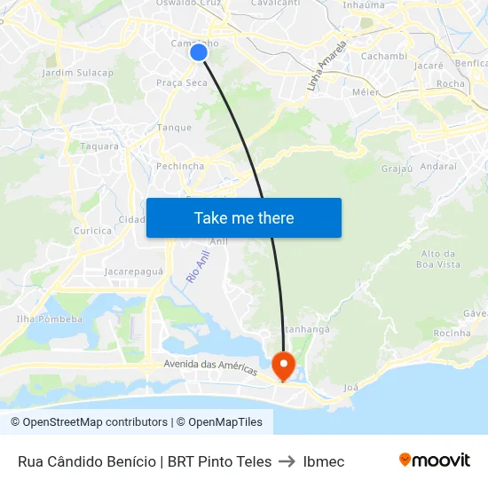 Rua Cândido Benício | BRT Pinto Teles to Ibmec map