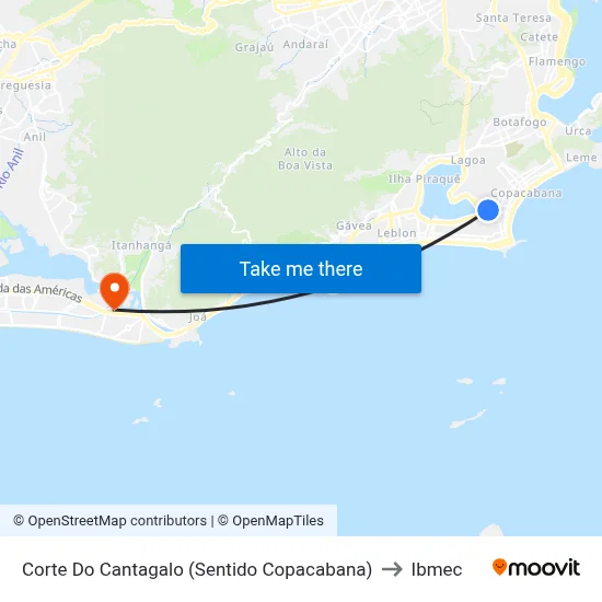 Corte Do Cantagalo (Sentido Copacabana) to Ibmec map