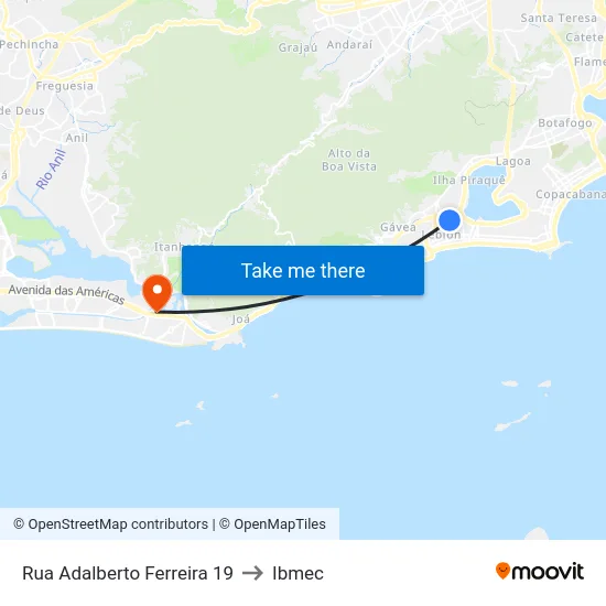 Rua Adalberto Ferreira 19 to Ibmec map
