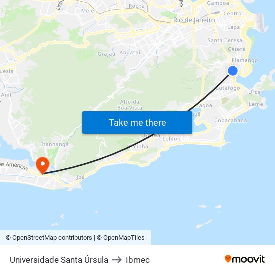 Universidade Santa Úrsula to Ibmec map